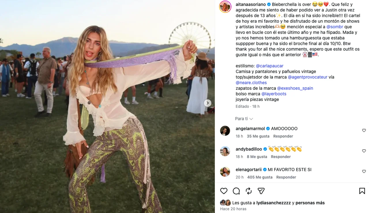 Aitana Soriano con uno de sus looks de Coachella.