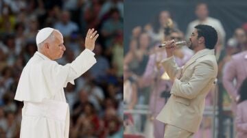 El papa Le&oacute;n XVI y Bad Bunny