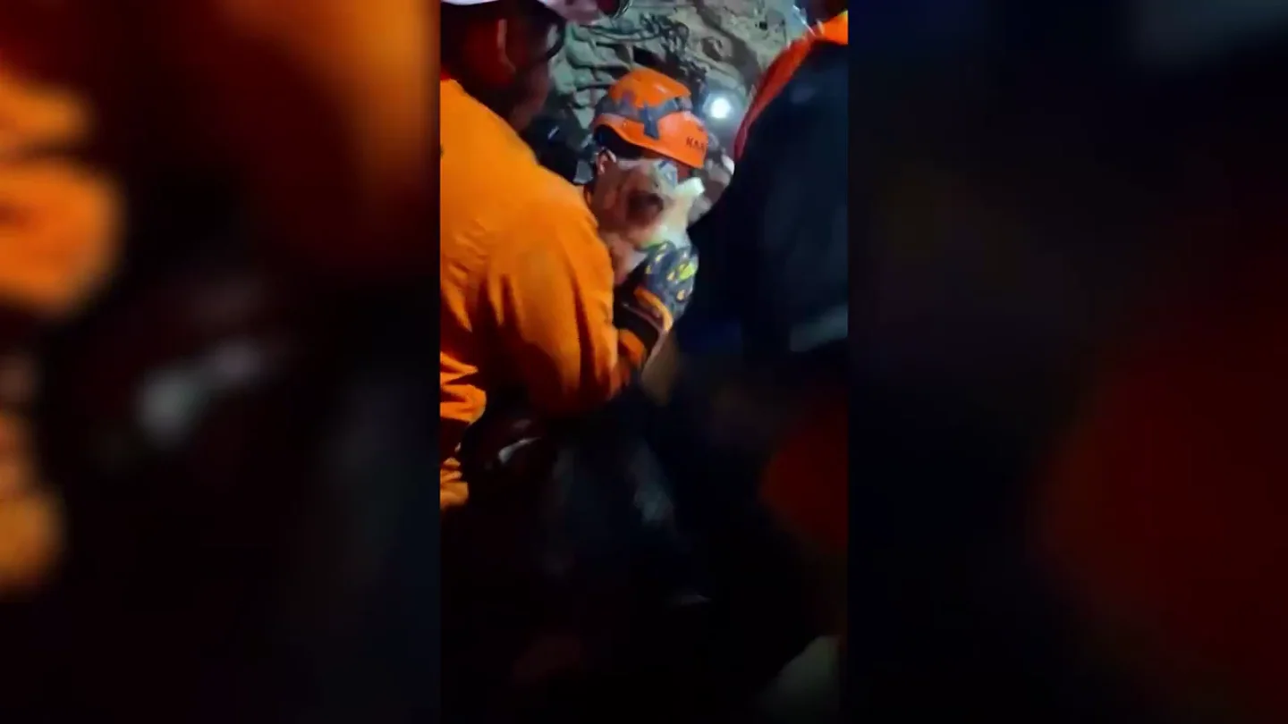 Rescatistas sacan vivo a un perro de los escombros del terremoto en Venezuela Rescatistas sacan vivo a un perro de los escombros del terremoto en Venezuela