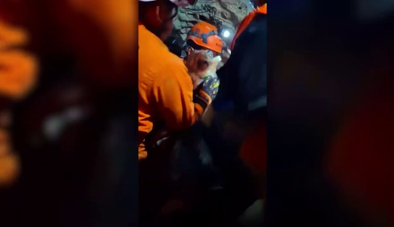  Rescatistas sacan vivo a un perro de los escombros del terremoto en Venezuela