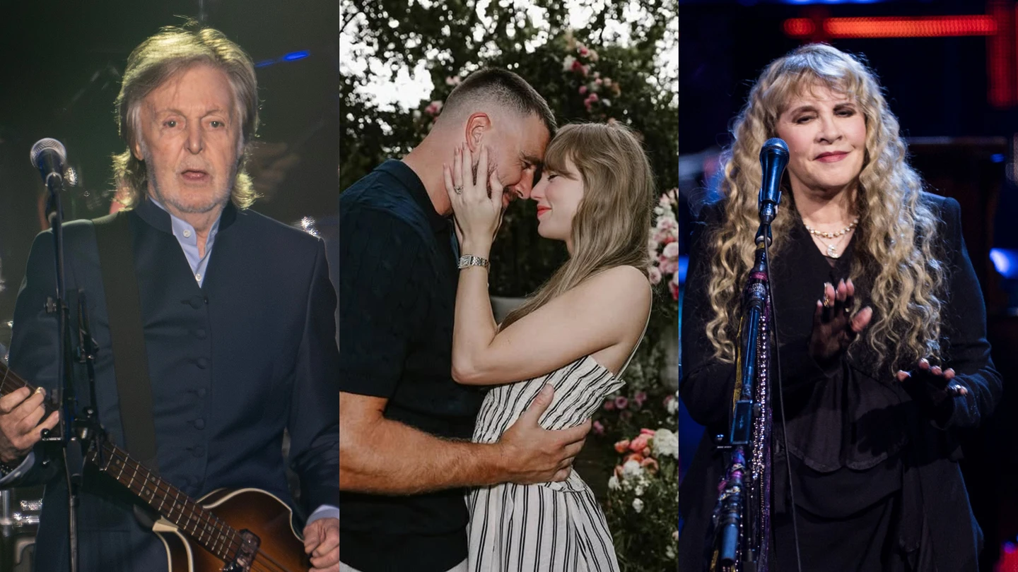 Montaje entre Paul McCartney, Taylor Swift, Travis Kelce y Stevie Nicks Montaje entre Paul McCartney, Taylor Swift, Travis Kelce y Stevie Nicks