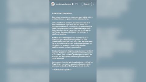 Historia en Instagram de Motomamis.arg