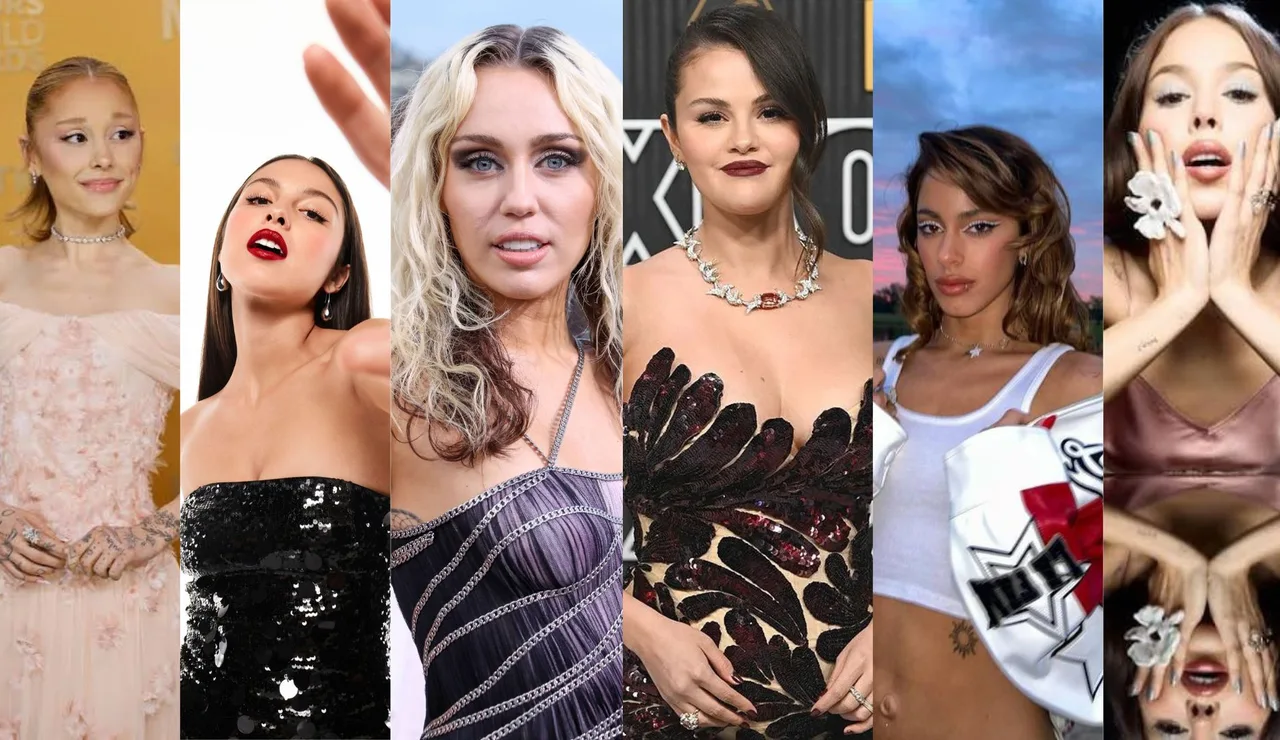 Ariana Grande, Olivia Rodrigo, Miley Cyrus, Selena Gomez, TINI y Danna