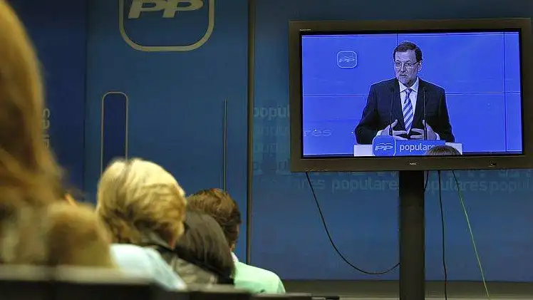 Mariano Rajoy en una comparecencia por plasma