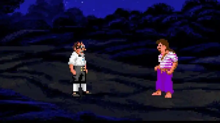 Un frame del videojuego en el que Rajoy es protagonista y se encuentra con Pablo Iglesias