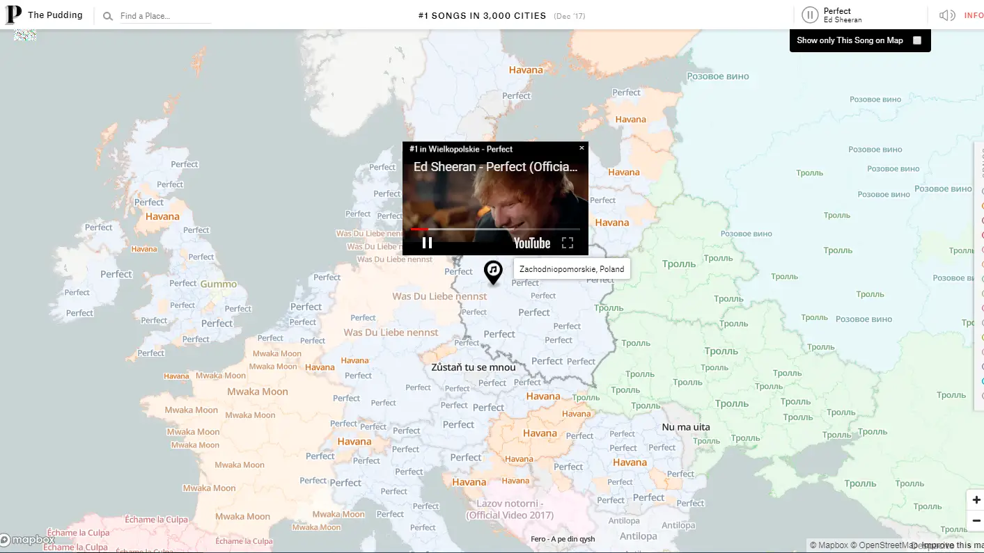 Mapa interactivo de las canciones más escuchadas del mundo