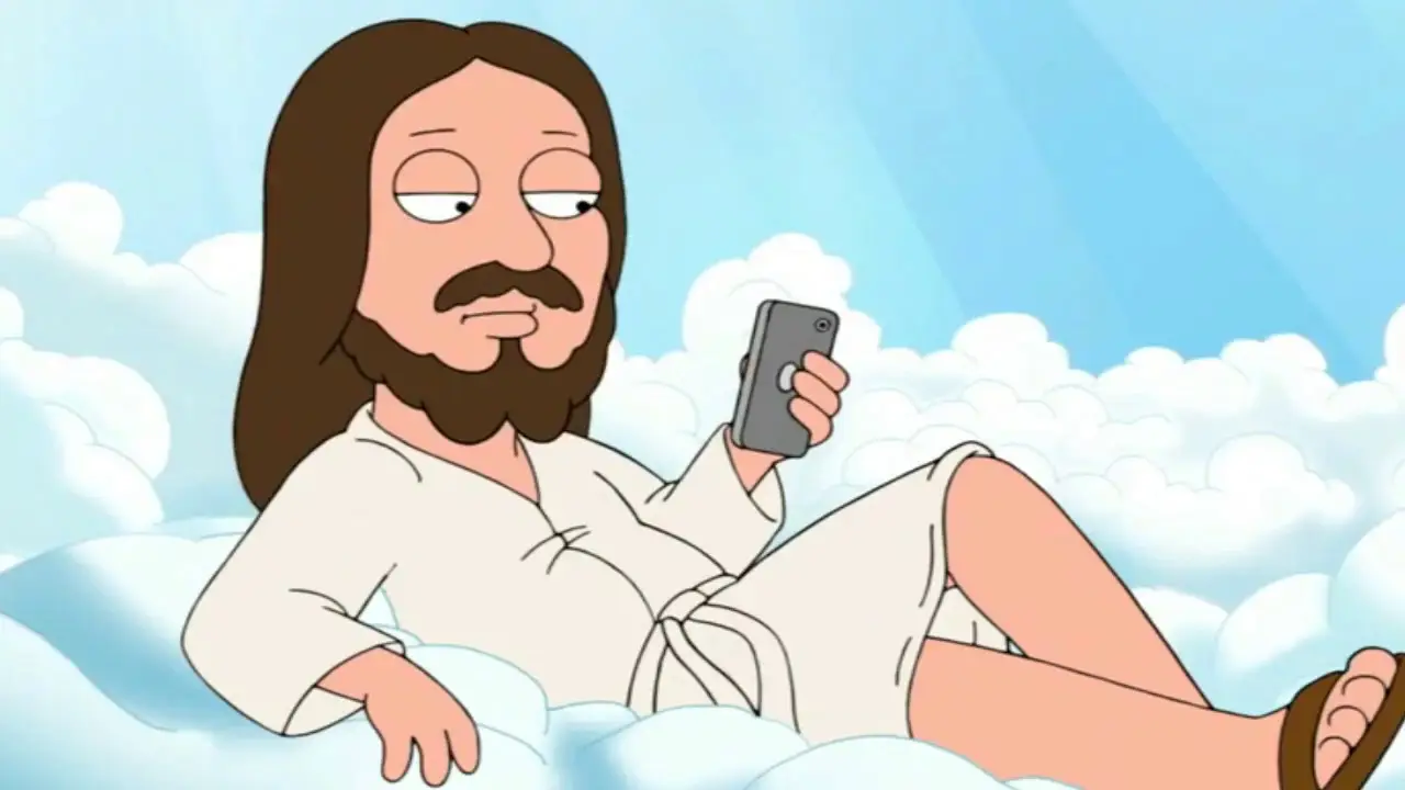 Jesús usando un móvil