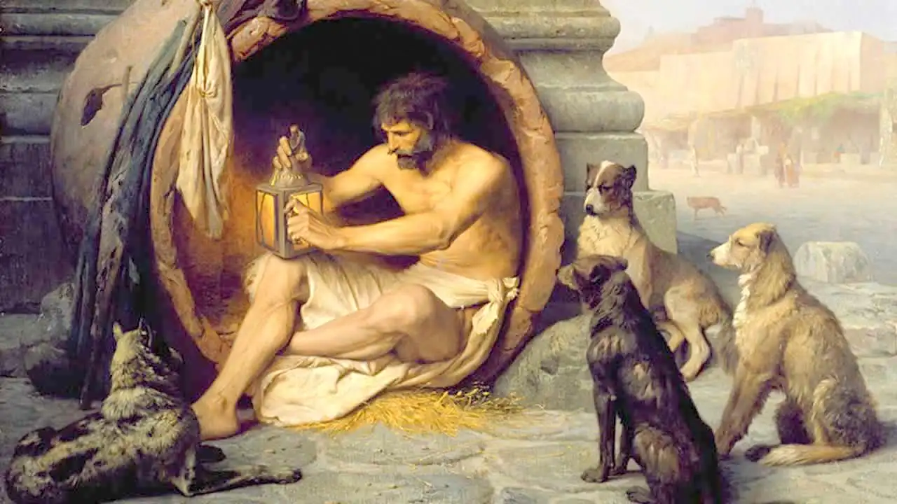 Diogenes sentado en su tinaja, cuadro de Jean-Léon Gérôme
