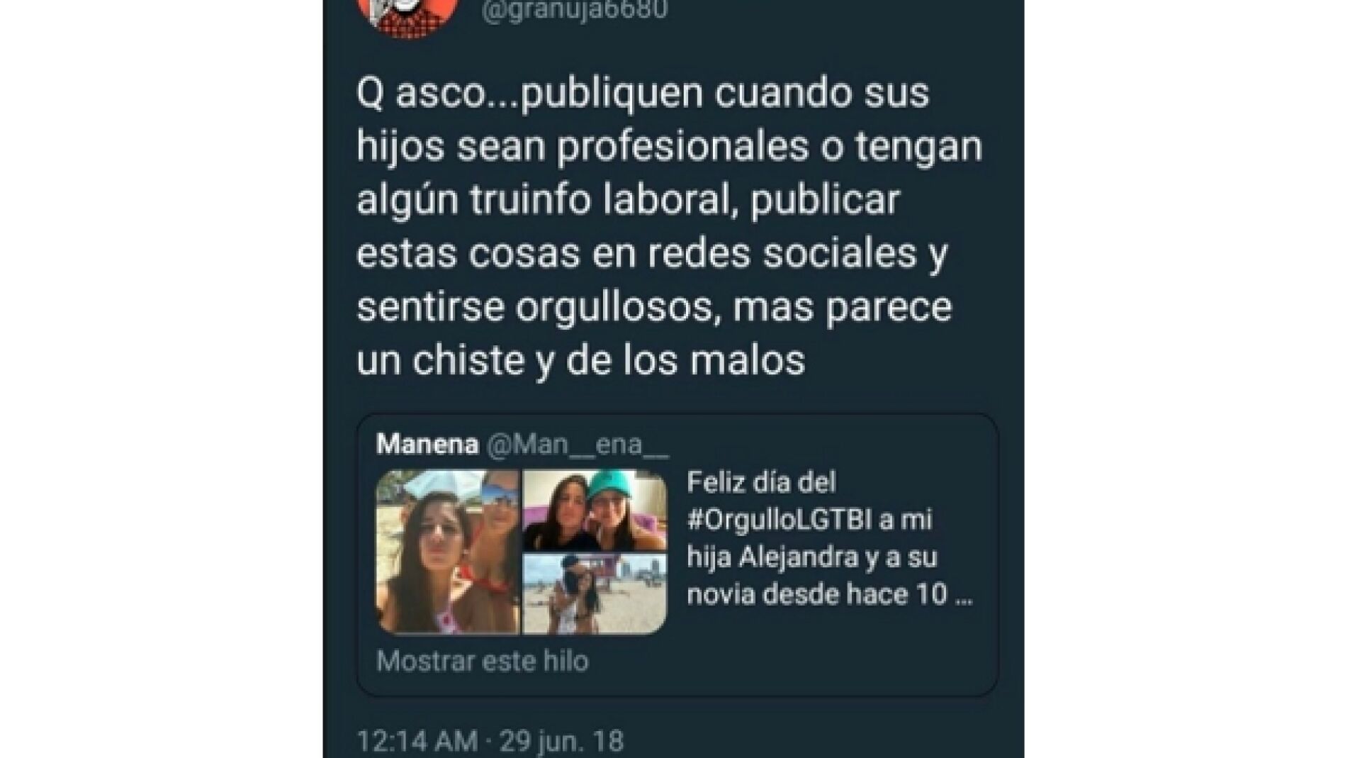 Mensaje de odio en Twitter