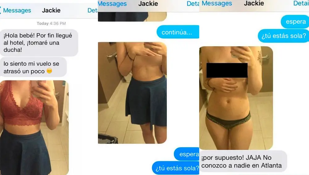 Conversación de Jackie con su novio por Facebook