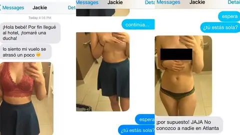 Conversación de Jackie con su novio por Facebook Conversación de Jackie con su novio por Facebook
