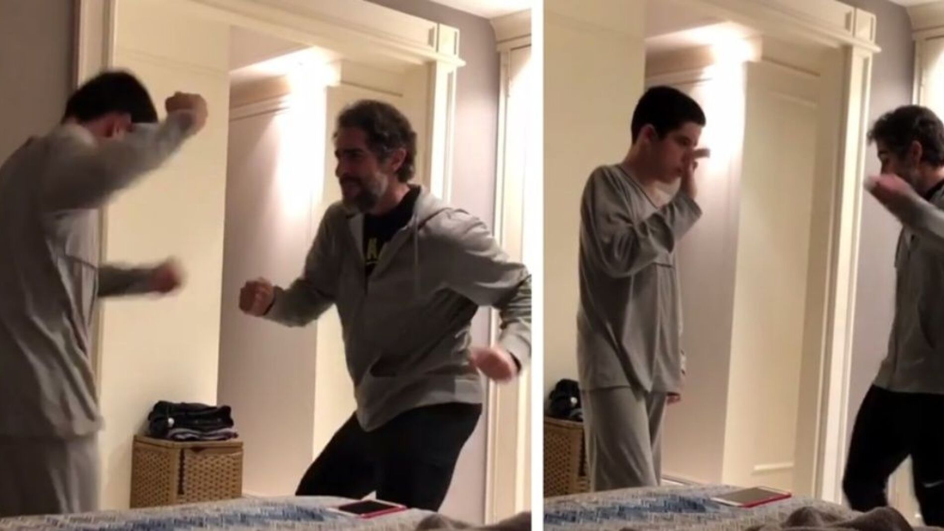 Presentador bailando con su hijo autista
