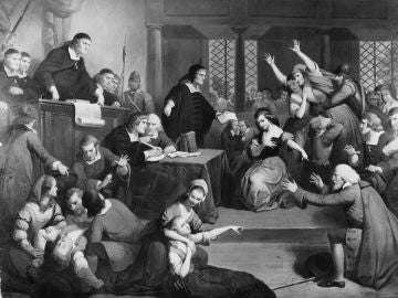 La gente se desmaya en el juicio contra George Jacobs (1692). 