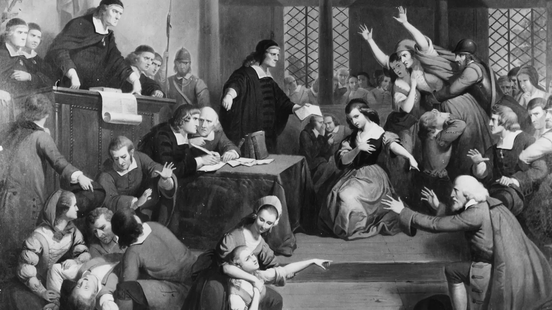 La gente se desmaya en el juicio contra George Jacobs (1692). 