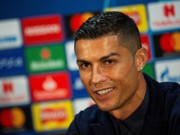 Cristiano Ronaldo, en rueda de prensa en Old Trafford