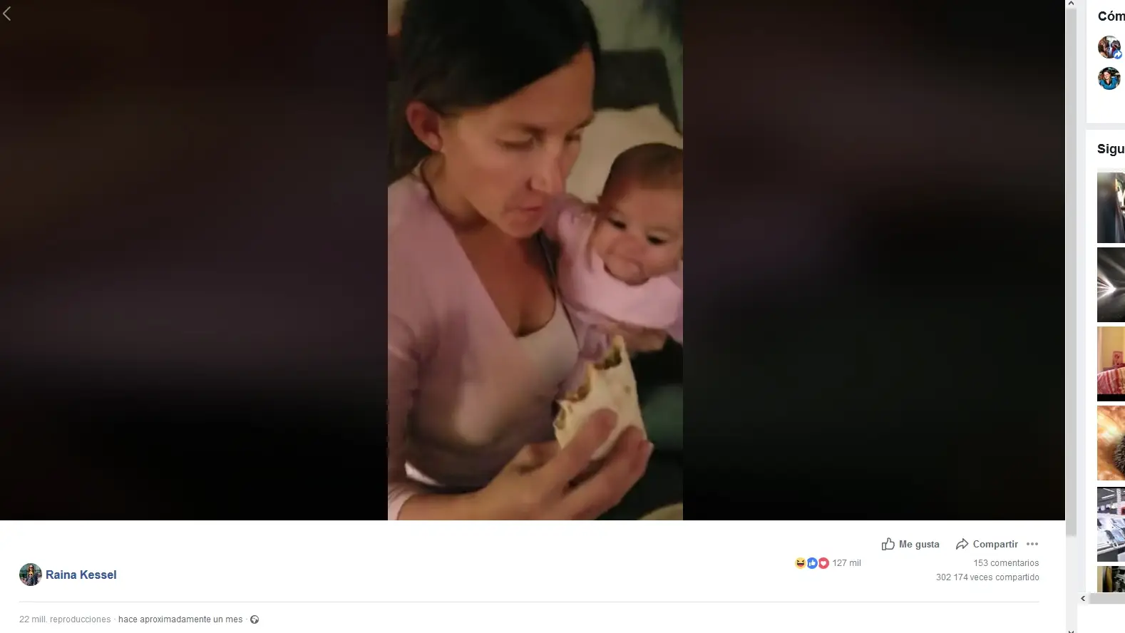 Bebé intenta robarle el burrito a su madre