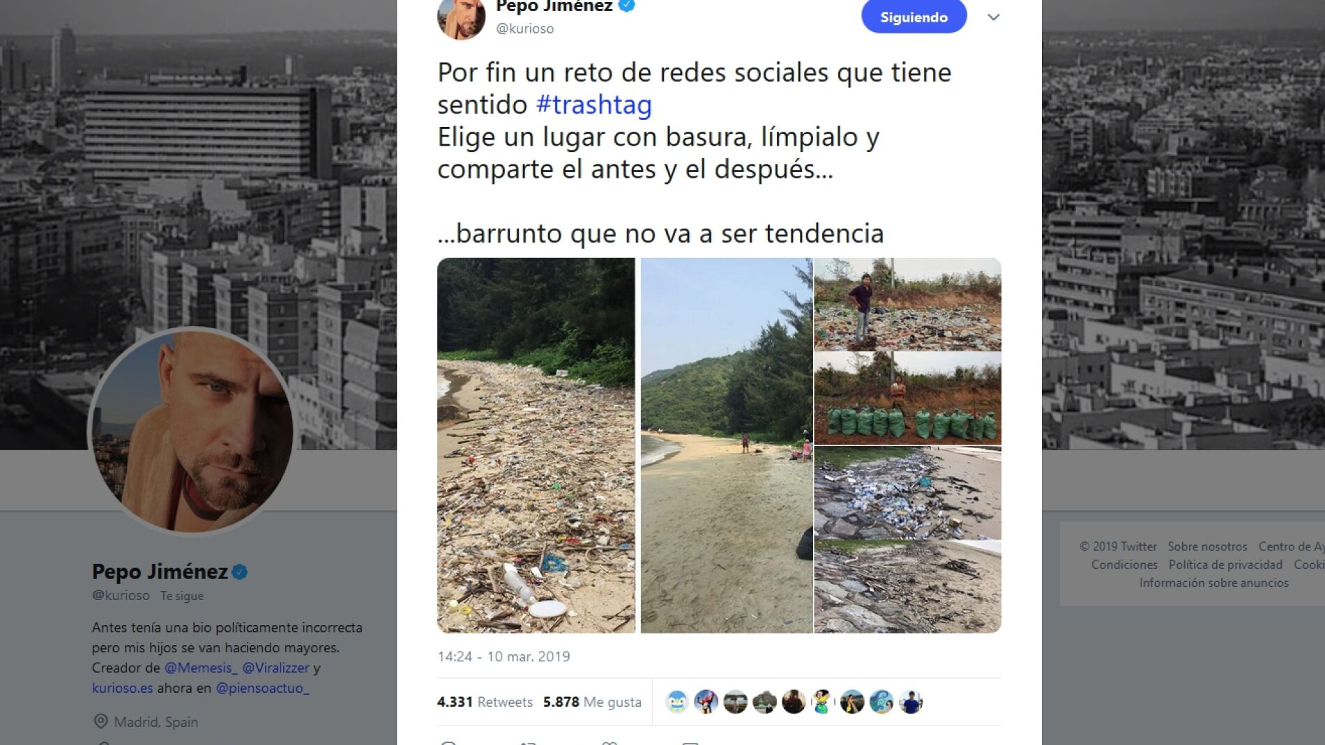 Reto viral #trashtag