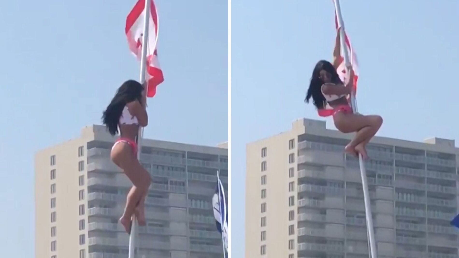 Chica se cae de un poste