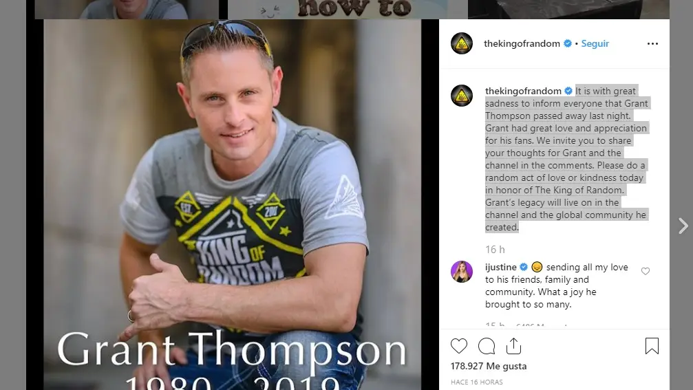 Muere el youtuber Grant Thompson en un accidente de parapente a los 38 años