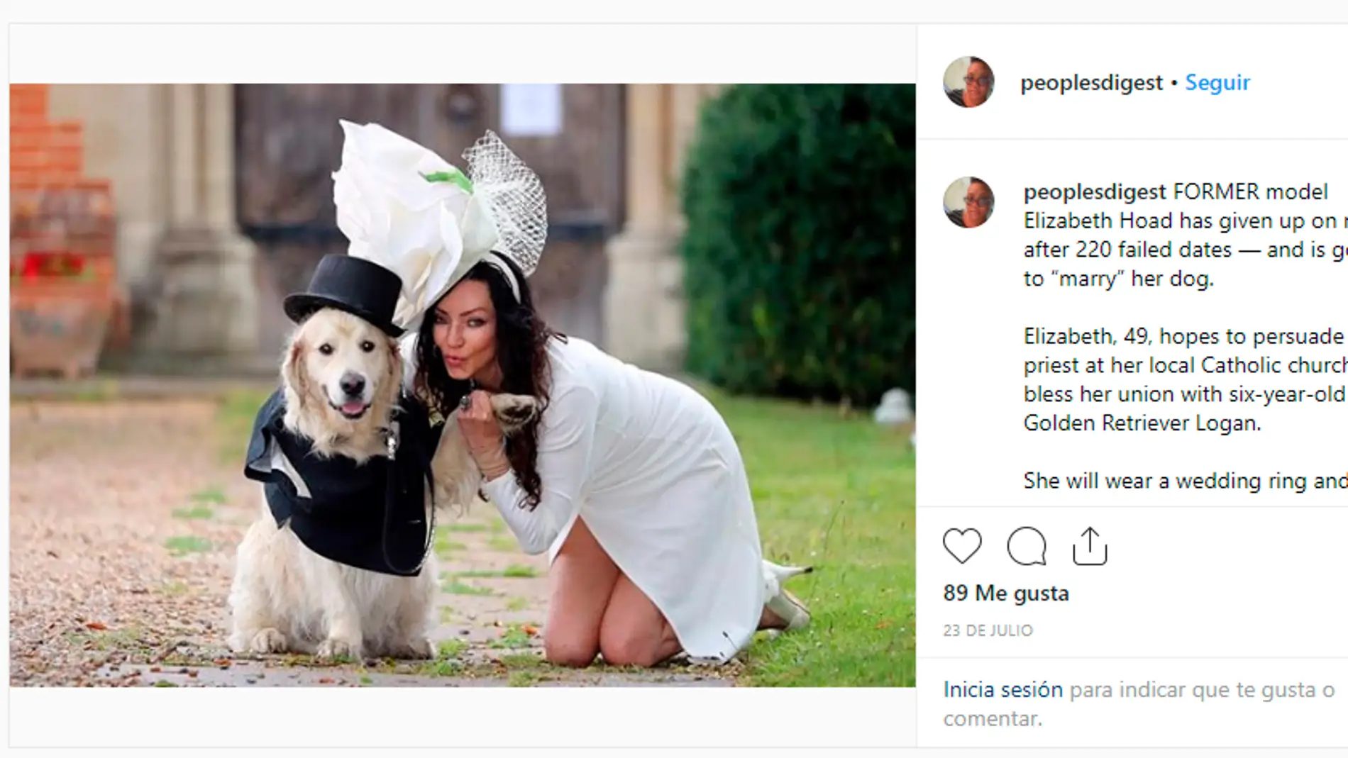 Una modelo se casa con su perro