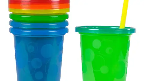 Pack de 4 vasos con pajita Pack de 4 vasos con pajita