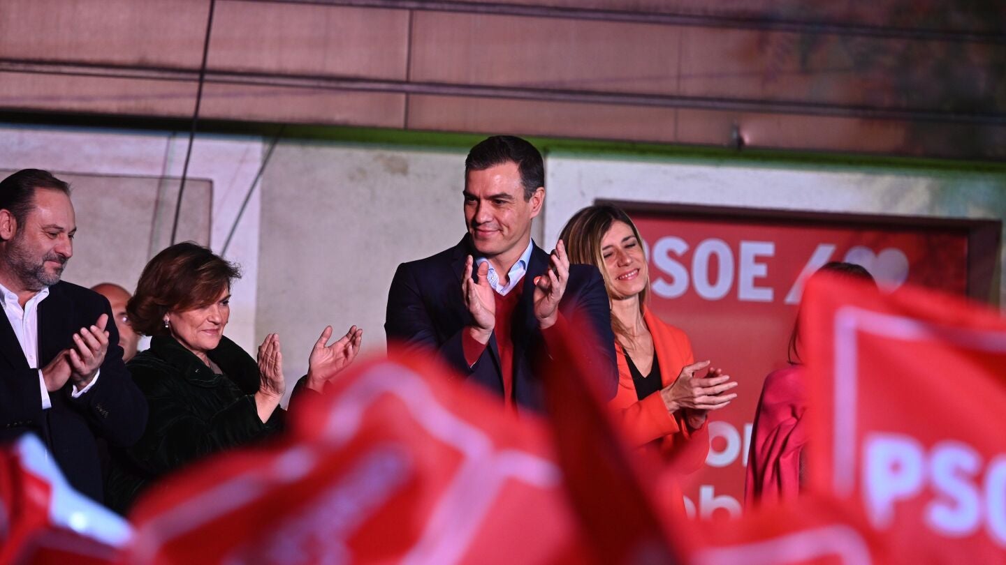 El líder del PSOE, Pedro Sánchez, celebrando los resultados del 10N