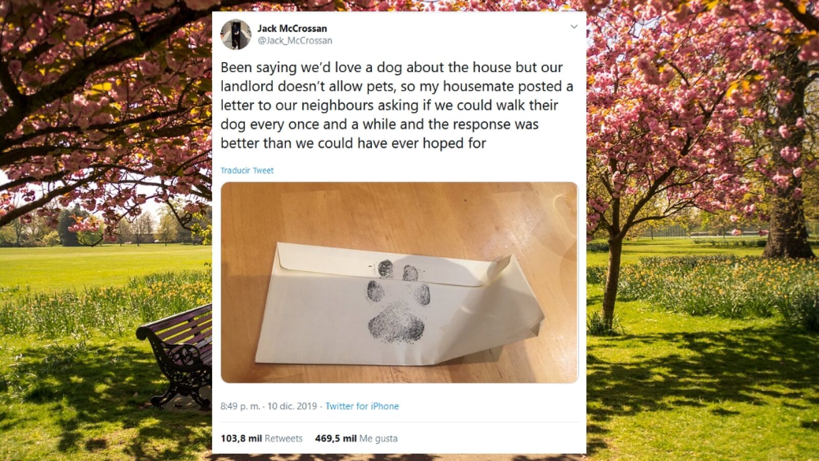 Escribieron una carta a su vecino preguntándole si podían pasear a su perro y este respondió