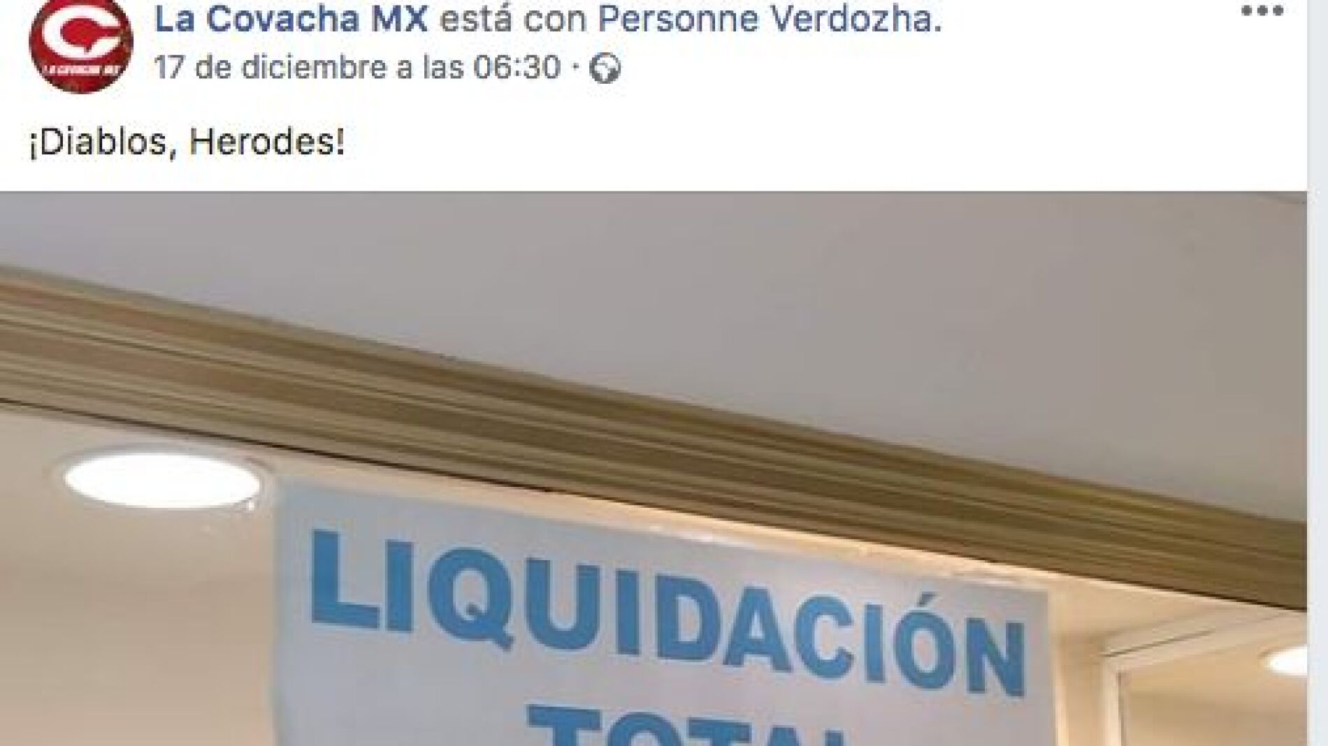 Foto del cartel en Facebook