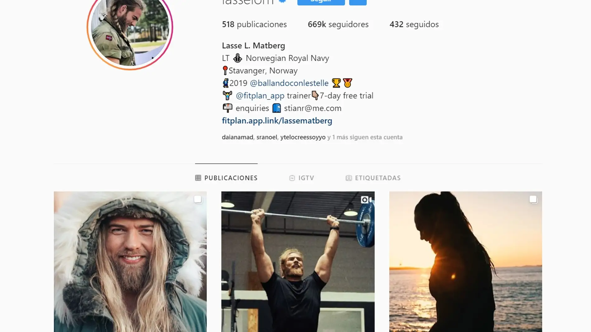 Pantallazo del Instagram de Lasselom