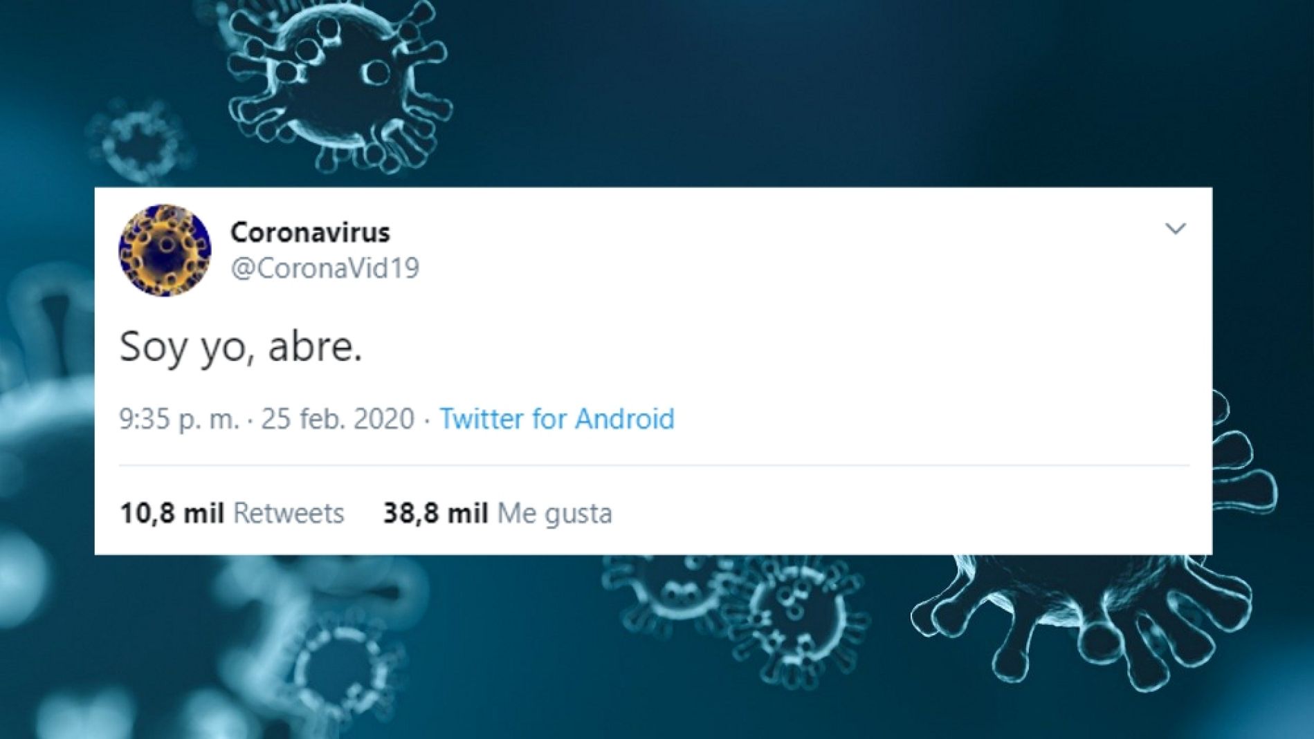 La cuenta de Twitter @coronavid19