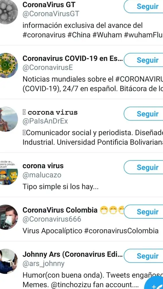 Cuentas del coronavirus