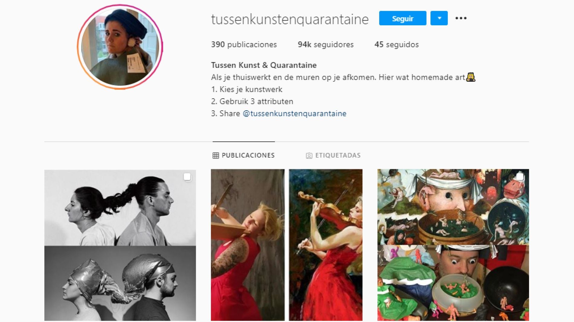 Cuenta de Instagram @tussenkuntenquarantaine