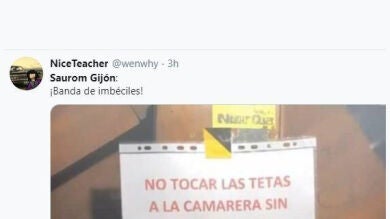 El ofensivo cartel en un bar de Gijón que desata las críticas en Twitter