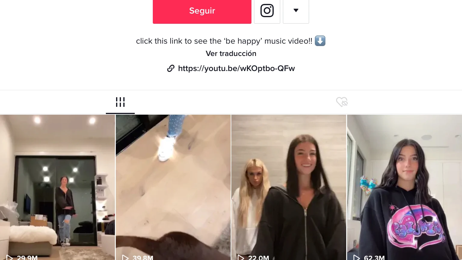 Perfil de TikTok de Charli D'Amelio