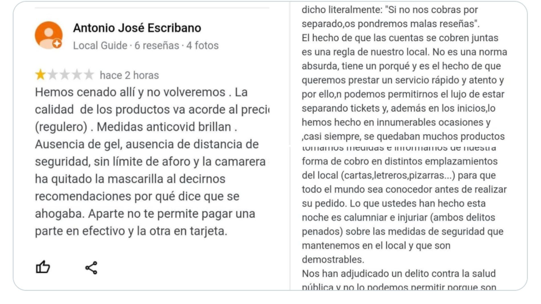 Tuit de @soycamarero