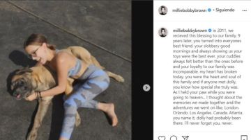 Millie Bobby Brown junto a su perrita Dolly en el vídeo que ha publicado en Instagram