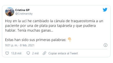 Las primeras palabras de un paciente en la UCI tras una operación arrasan en Twitter
