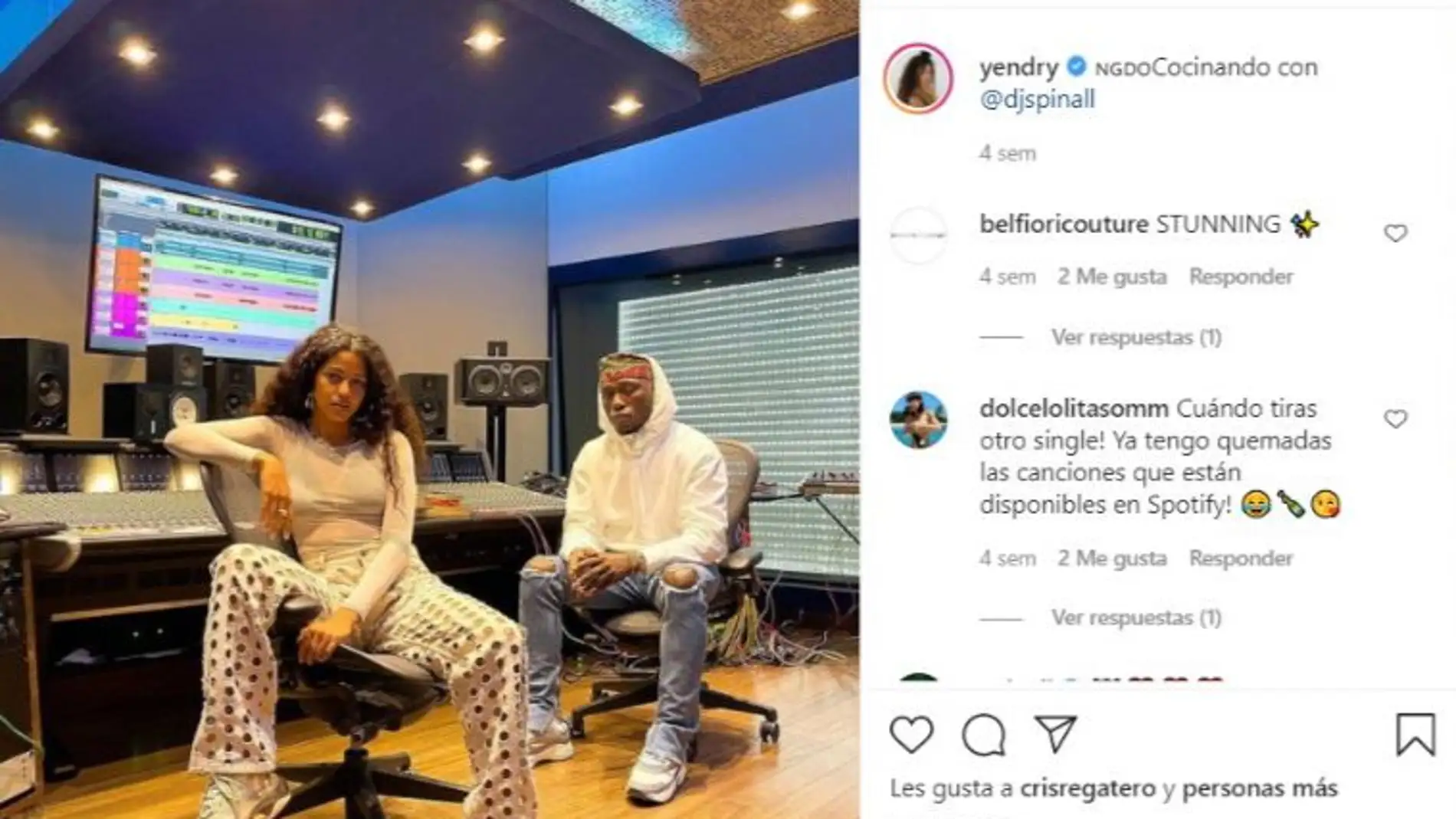 Yendry en el estudio