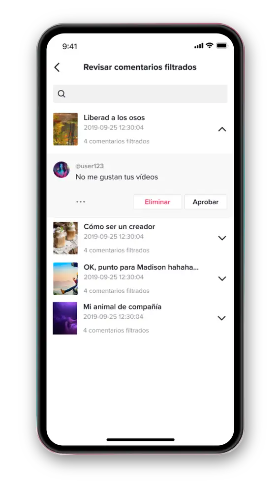 Nueva función para filtrar los comentarios en TikTok