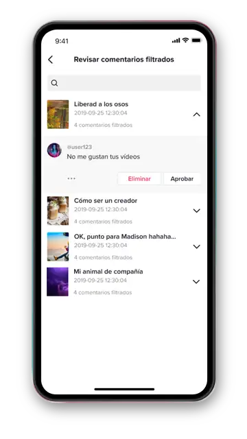 Nueva función para filtrar los comentarios en TikTok Nueva función para filtrar los comentarios en TikTok