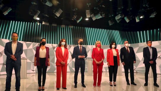 Los candidatos a la presidencia de la Comunidad de Madrid minutos previos al debate