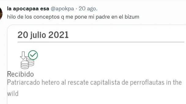 Twittera se hace viral por los conceptos de su padre en Bizum