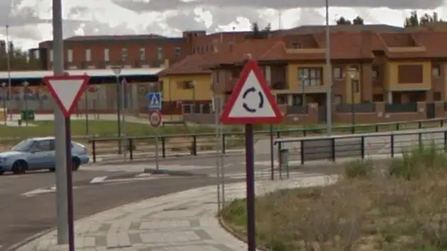 Imagen de Google Maps de una señal de tráfico en Palencia