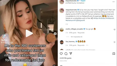 La estrella de TikTok que vende sus pedos en frascos ahora también los vende en NFT La estrella de TikTok que vende sus pedos en frascos ahora también los vende en NFT