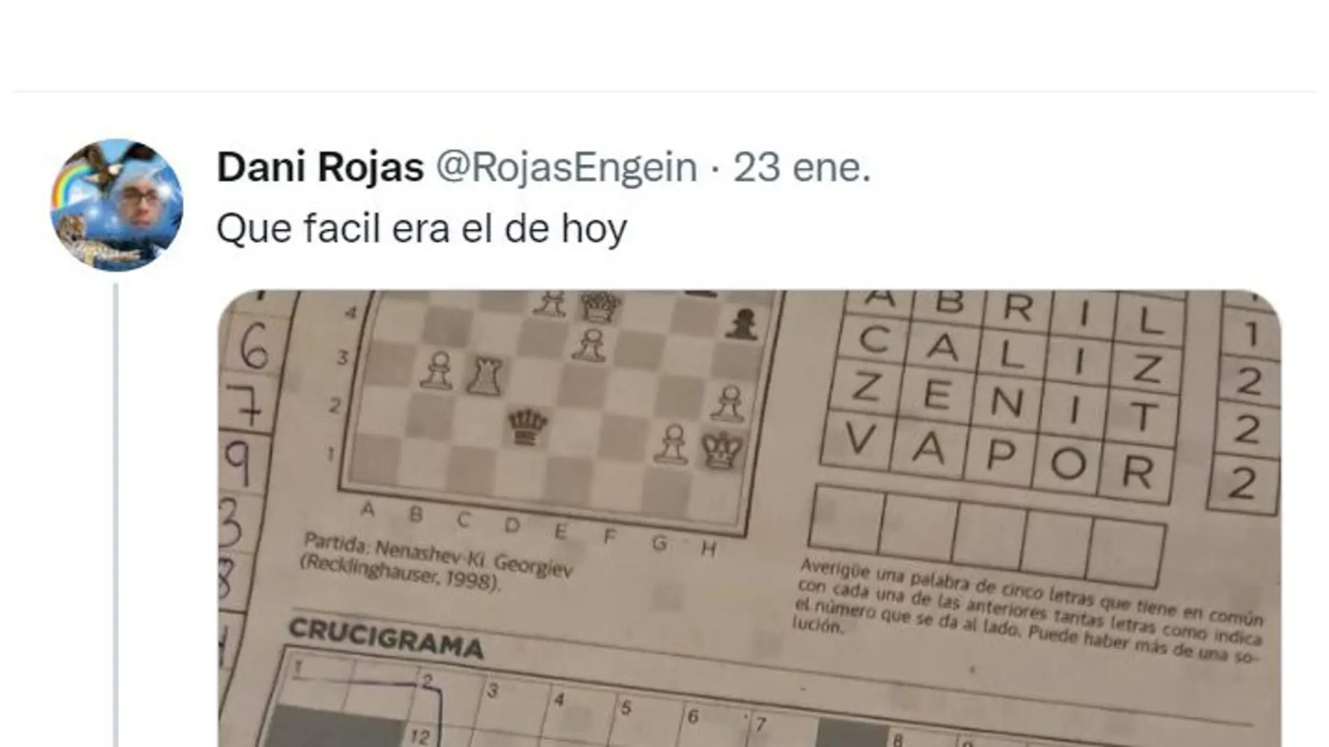 Se pasa un crucigrama de la forma más sorprendente y arrasa en Twitter