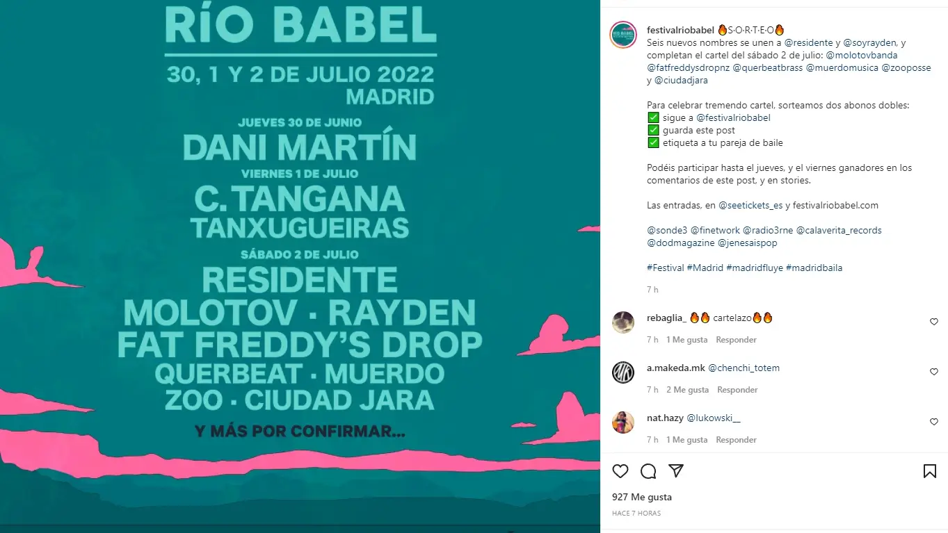 Instagram del Festival Rio Babel