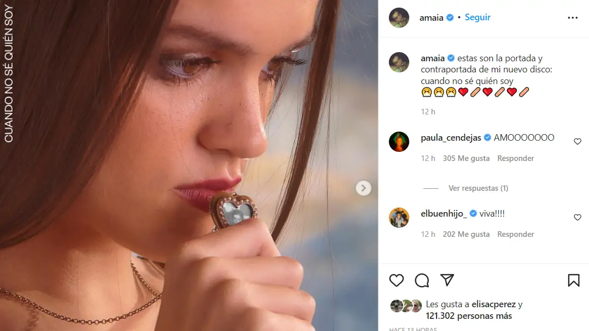 Publicación de Instagram de Amaia con la portada de su nuevo disco.