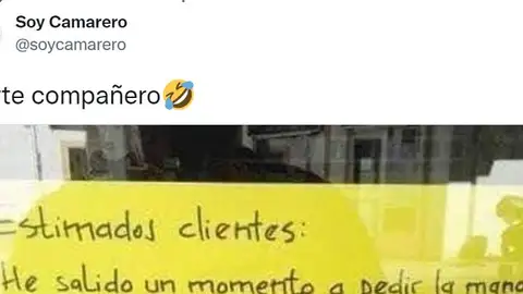 El original cartel que ha dejado el dueño de un bar a sus clientes El original cartel que ha dejado el dueño de un bar a sus clientes