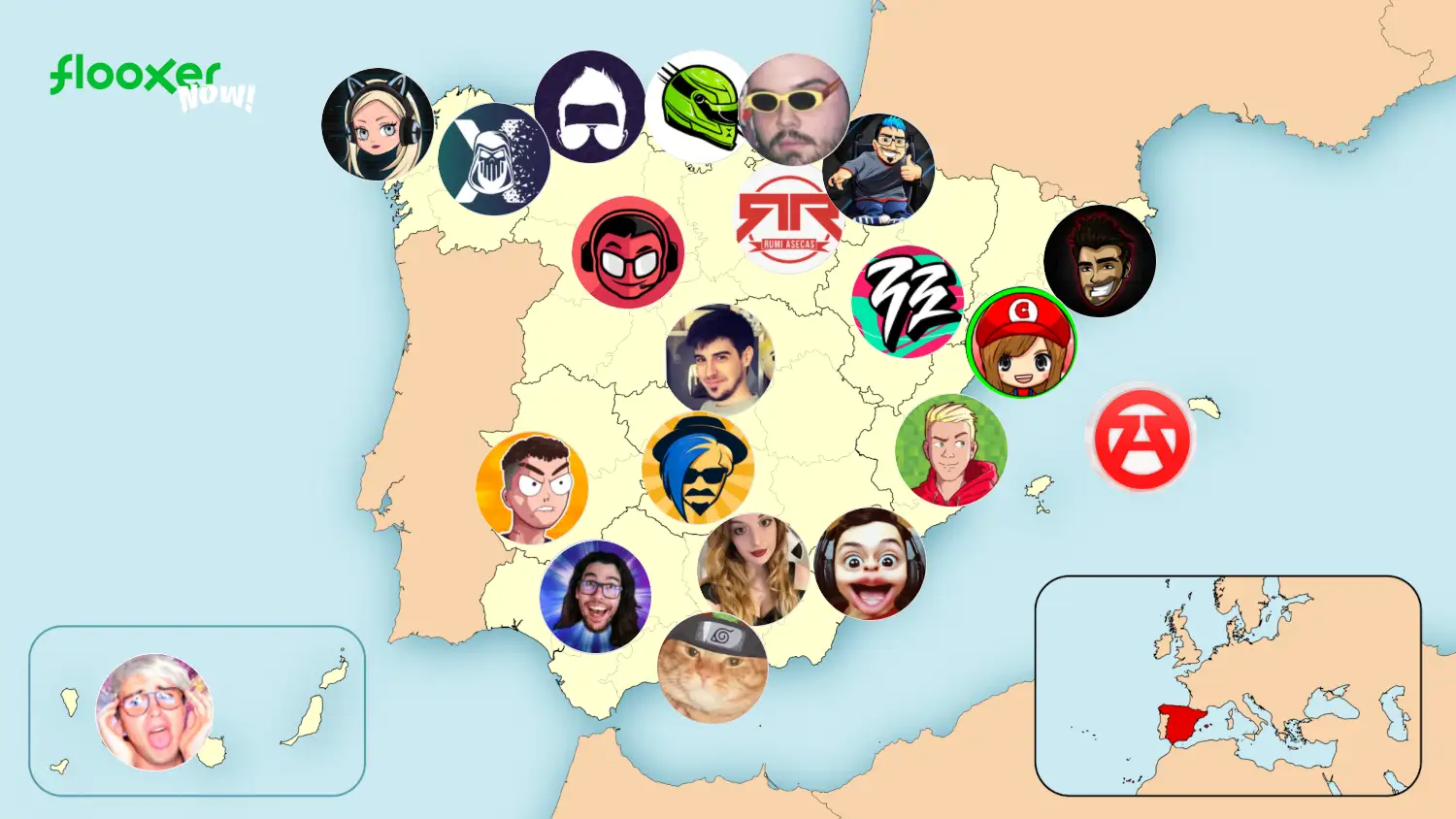 Mapa de los streamers más seguidos de España