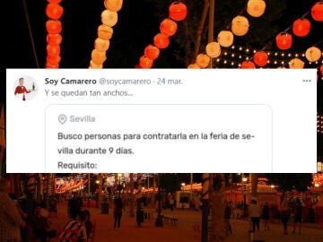 La oferta laboral para trabajar como camarero en la feria de Sevilla que est&aacute; indignando a todo el mundo